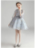 Gray Tulle Sparkly Flower Girl Dress